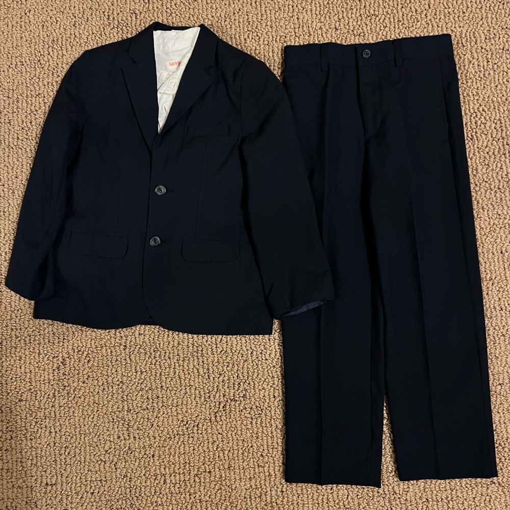 Cat & Jack Suit Set Blazer Slacks Pants Navy Blue White Long Sleeve Shirt Size 6